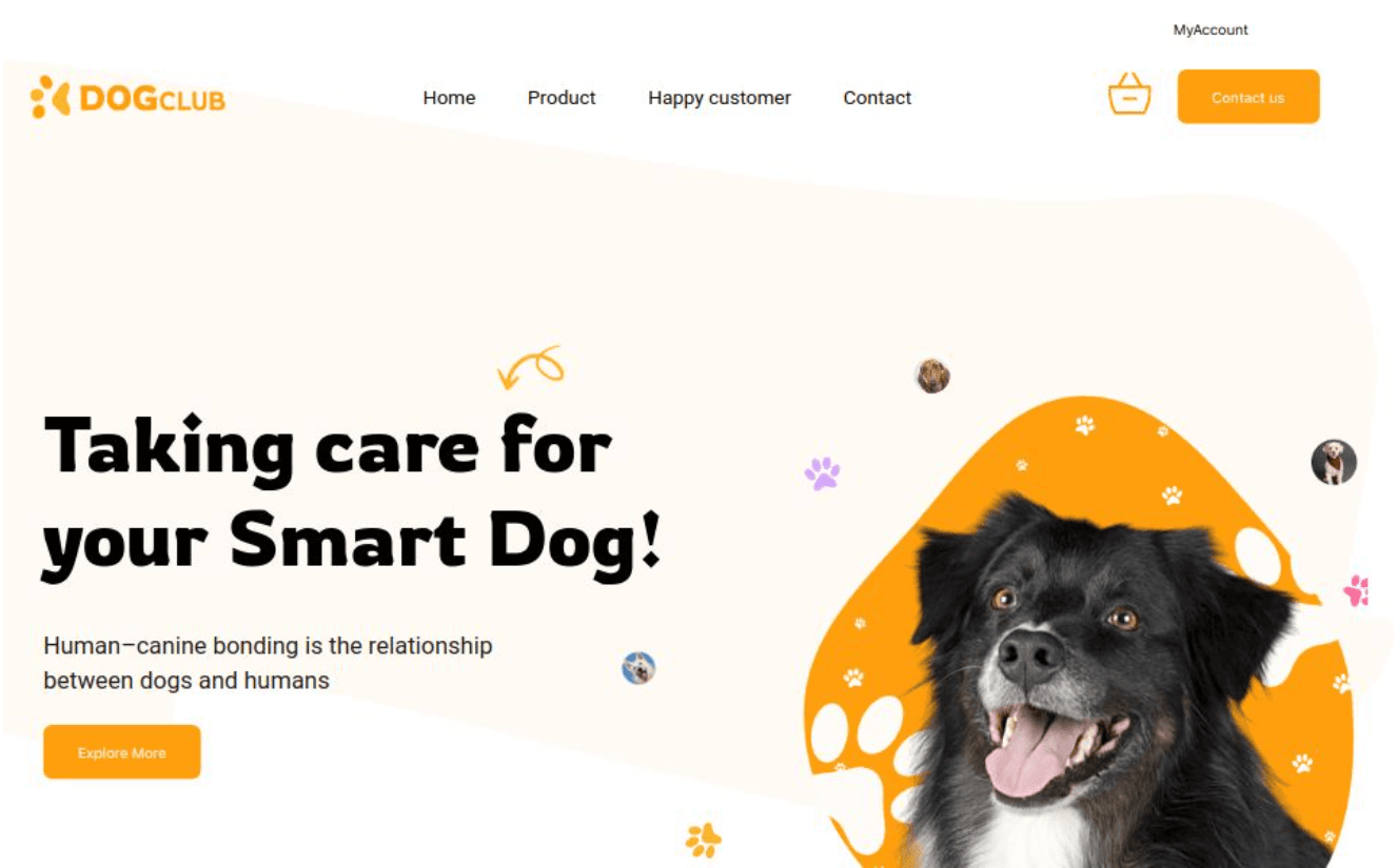 E-commerce Website Dog club
